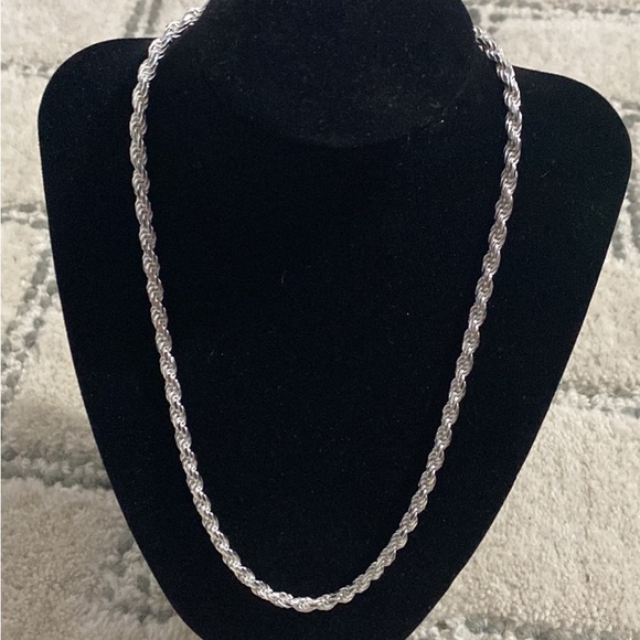 Real 925 Sterling Silver Diamond Cut Rope Chain Made in Italy 4.5mm 20 inch - Picture 1 of 2